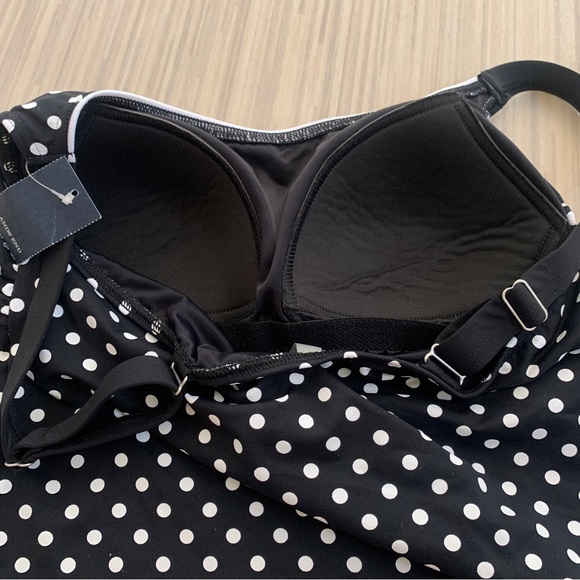 Lands’ End Tankini size 6 NWT Black w White Polka Dots - Picture 4 of 4